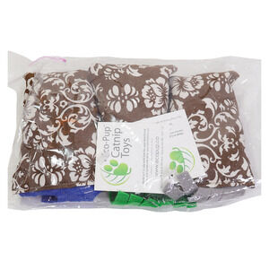 3 Pack Of Eco-Pup Catnip Eco-Kicker Toys - Chocolate Damask Pattern